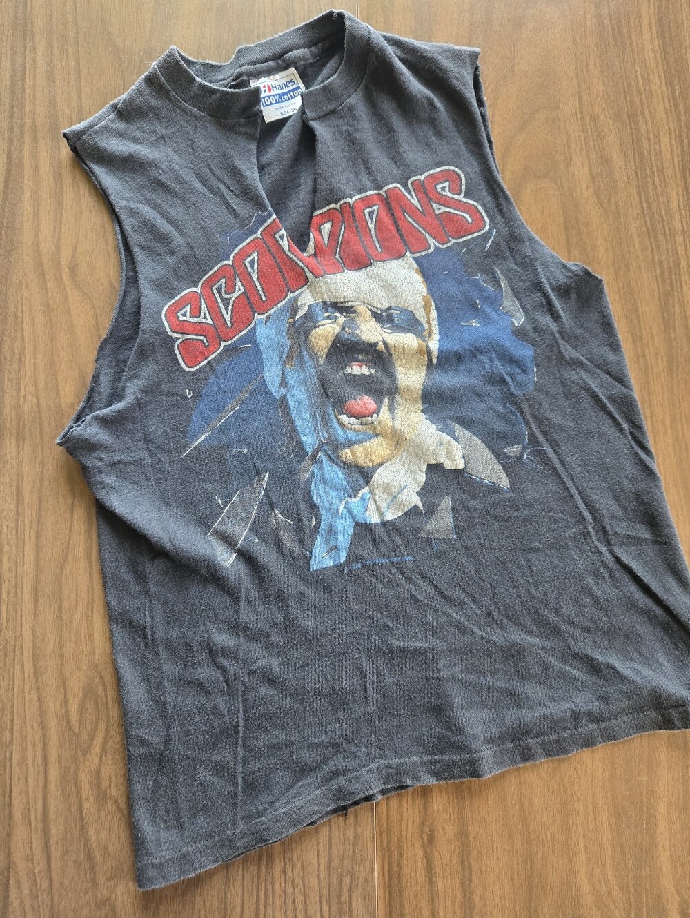 Vintage Scorpions cut tank tee 70s faded black